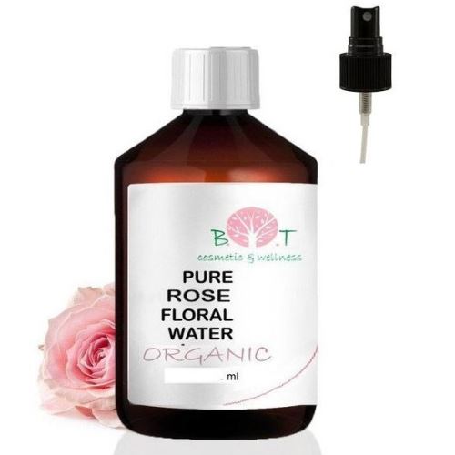 Rosa Blumenwasser mit Zerstäuber, biologisch